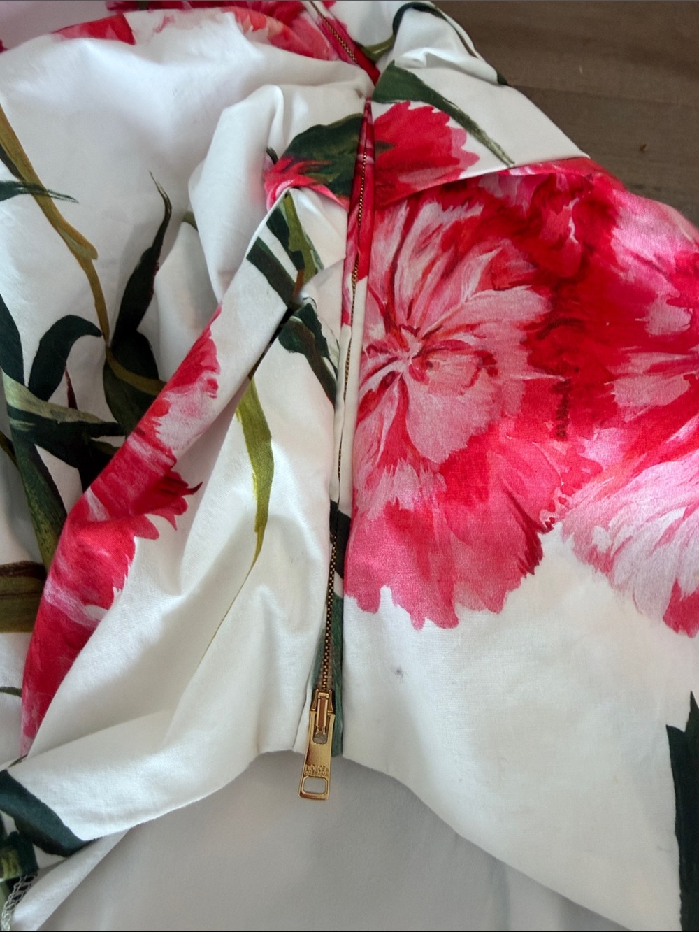 Dolce & Gabbana White One-Shoulder Dress with Pink Floral Print - Picture 2 of 5